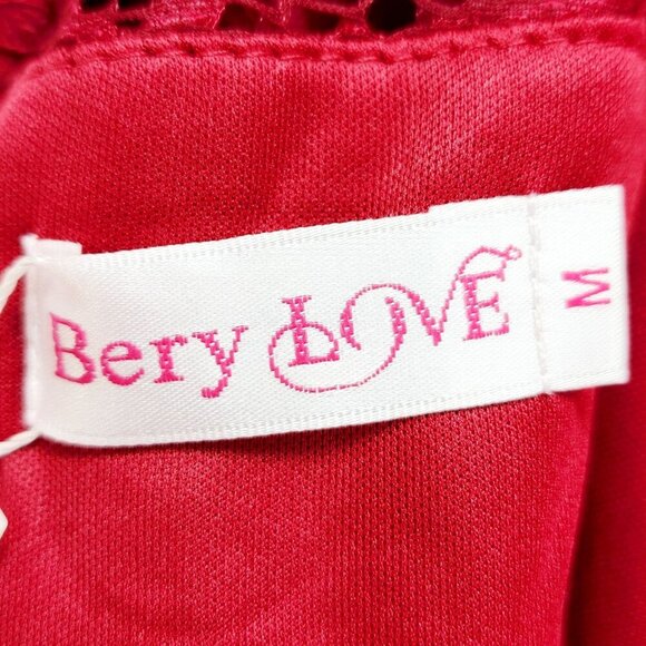 Sleeveless Dress Red Lace Chiffon Long Berylove Evening Gown Satin Patty prom M - Picture 3 of 16